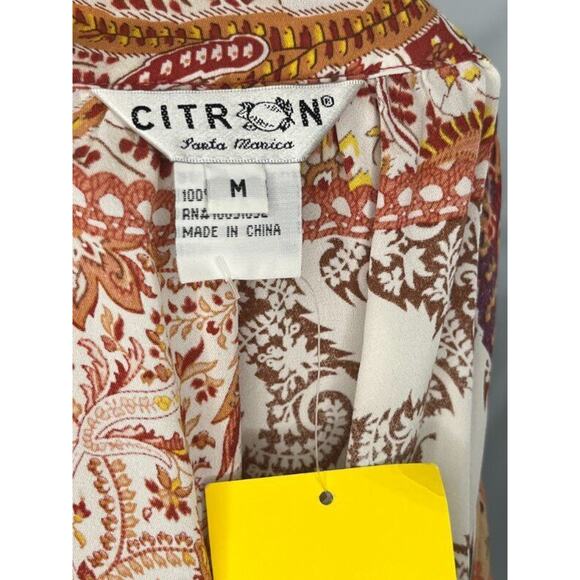 CITRON SANTA MONICA Sz M Medium Cupra Pullover Top Red Orange Print NWT - Picture 4 of 9
